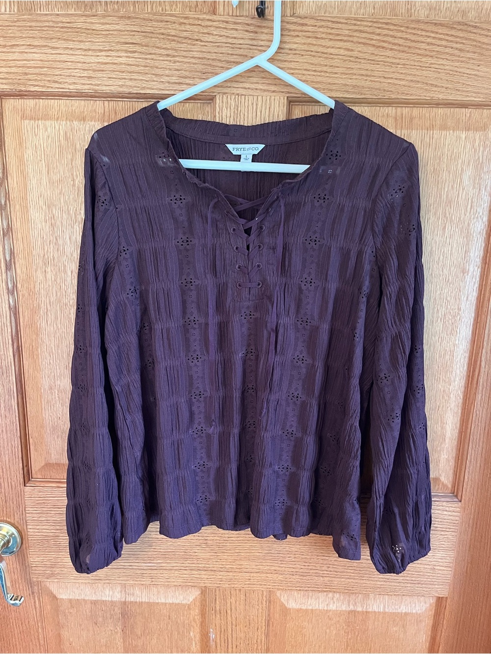 Frye & co Brown Lace-Up Long Sleeve Women's Top
